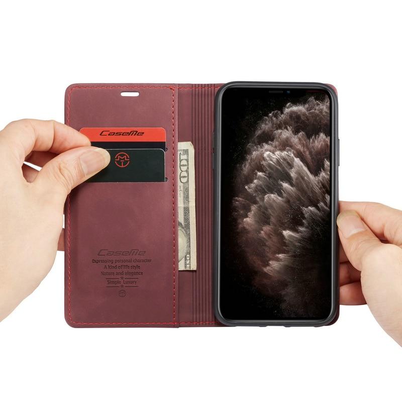 Étui portefeuille à rabat magnétique de luxe pour iPhone 7, 8, X, 11, 12, 13