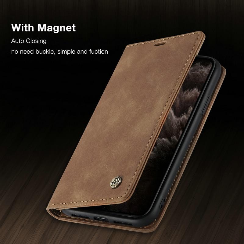 Étui portefeuille à rabat magnétique de luxe pour iPhone 7, 8, X, 11, 12, 13